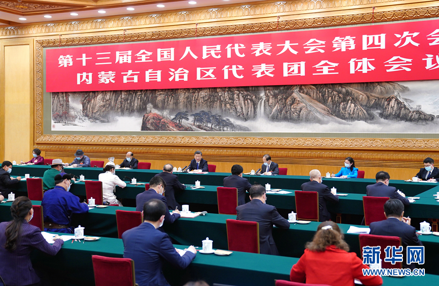 3月5日，中共中央總書記、國家主席、中央軍委主席習(xí)近平參加十三屆全國人大四次會(huì)議內(nèi)蒙古代表團(tuán)的審議。新華社記者 謝環(huán)馳 攝